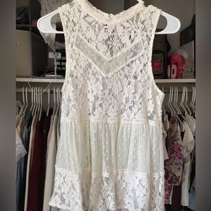 Free People White Lace Top